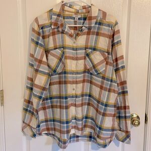Croft & Barrow Long Sleeve Button Cuff Soft Plaid Flannel Top, NWT, Size XXL